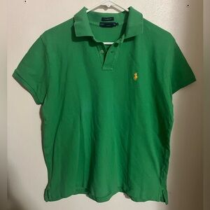 RALPH LAUREN Classic Fit‎ Casual Short Sleeve Polo Shirt Green Yellow Women's L